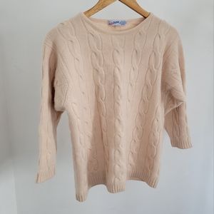 Vintage blush cashmere cable knit sweater